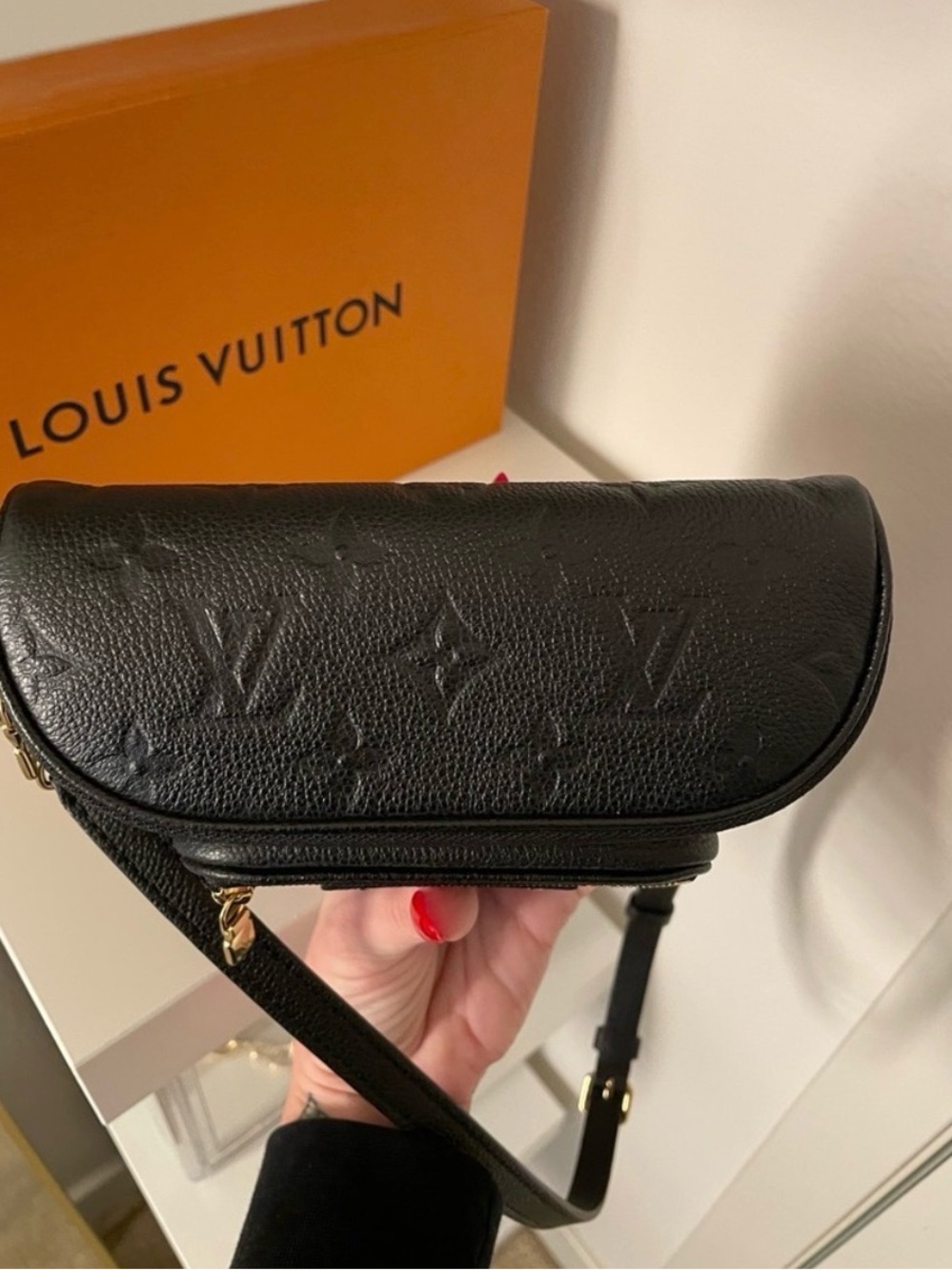 Louis Vuitton Black Monogram Embossed Pebbled Leather Mini Bum Bag - Picture 5 of 14